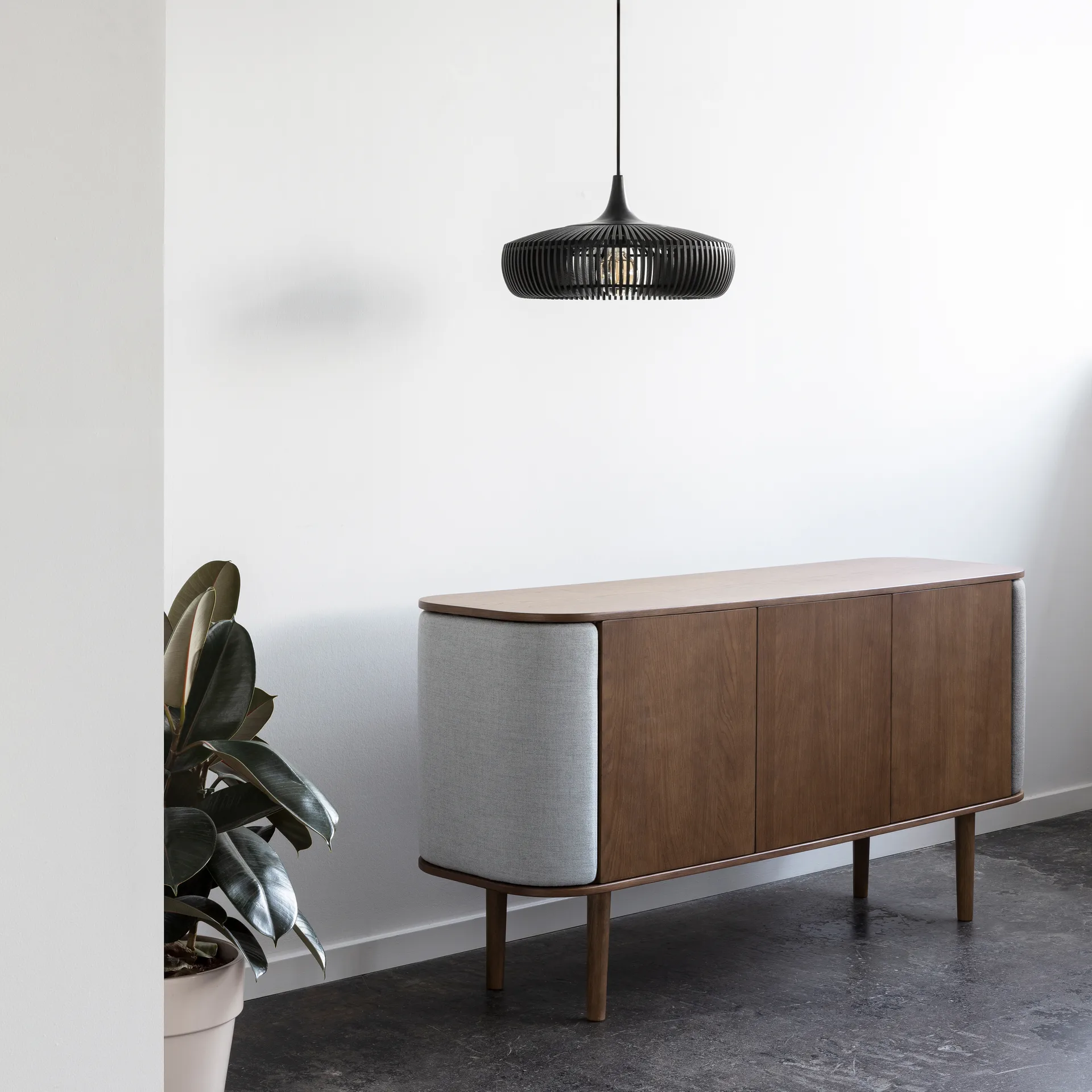 Abajur Clava Dine Wood Ø43 cm, preto Umage