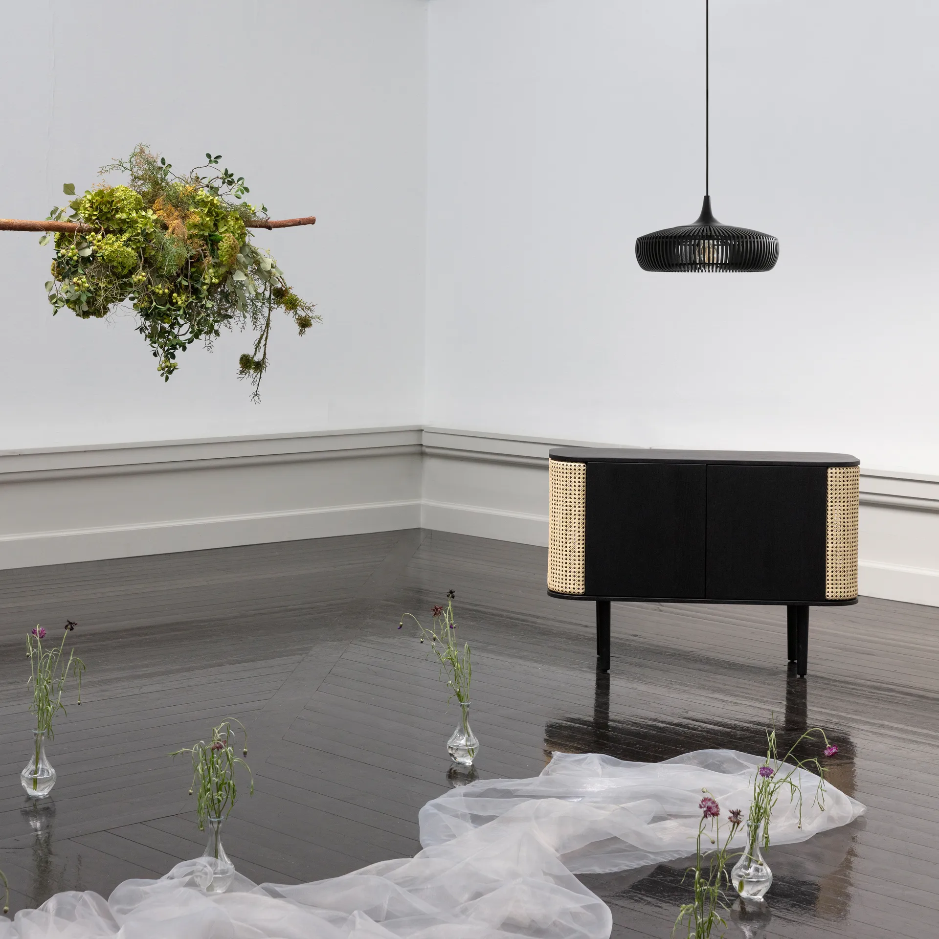 Abajur Clava Dine Wood Ø43 cm, preto Umage