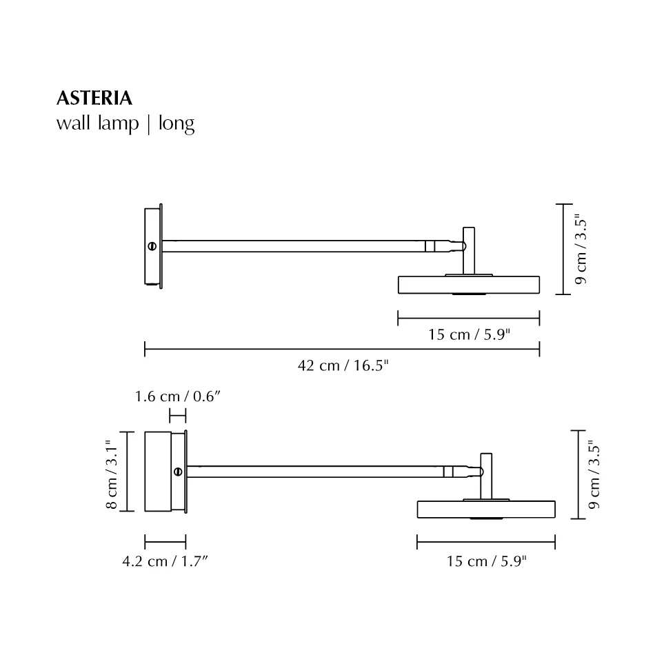 Candeeiro de parede Asteria Wall, Long, Polished brass Umage