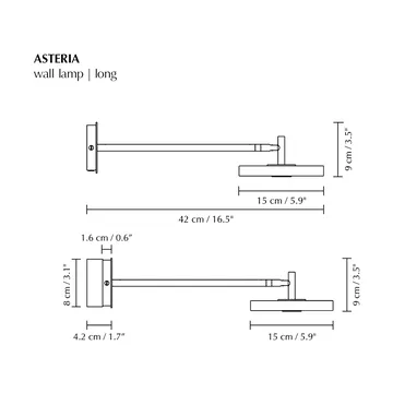 Candeeiro de parede Asteria Wall - Long, Polished brass - Umage