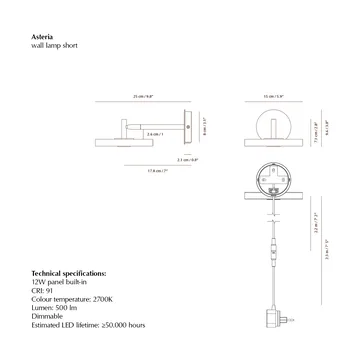 Candeeiro de parede Asteria Wall - Short, Nuance rose-chrome - Umage