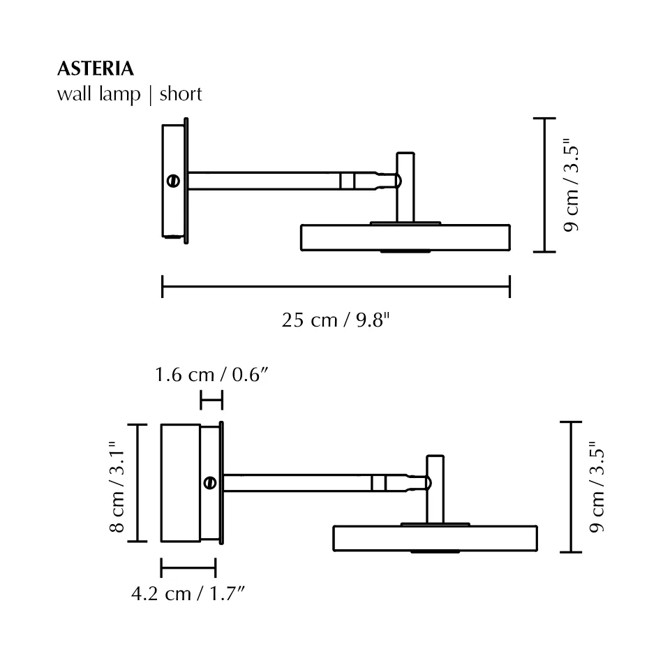 Candeeiro de parede Asteria Wall, Short, Polished steel Umage