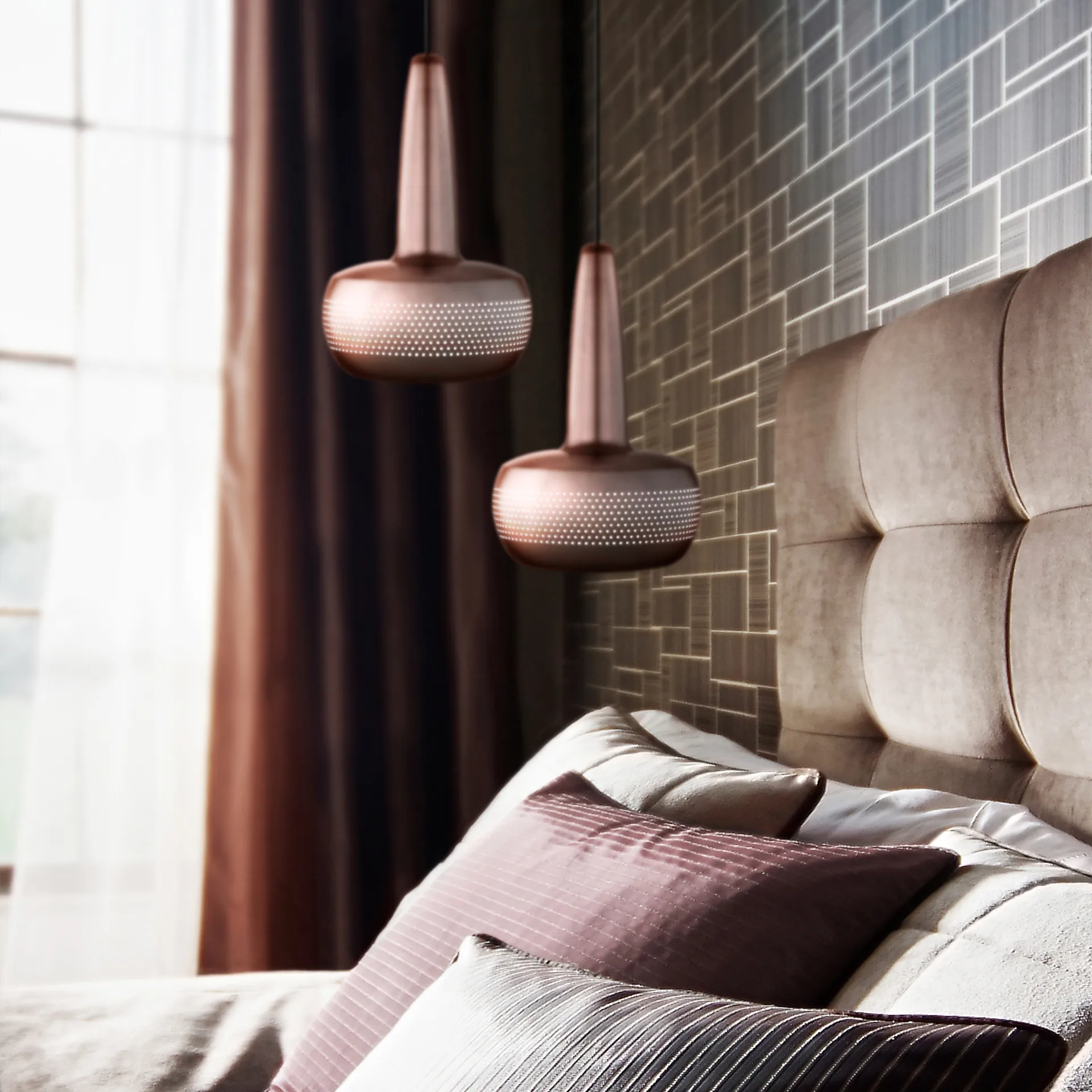 Candeeiro de teto Clava Ø21,5 cm, cobre escovado Umage