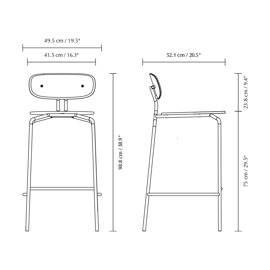 Curious banco de bar 75 cm, Carvalho-latão Umage