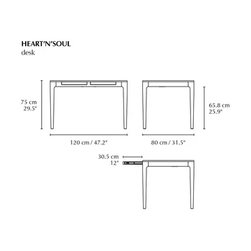 Heart'n'Soul secretária 80x120 cm - Carvalho-Fenix preto - Umage