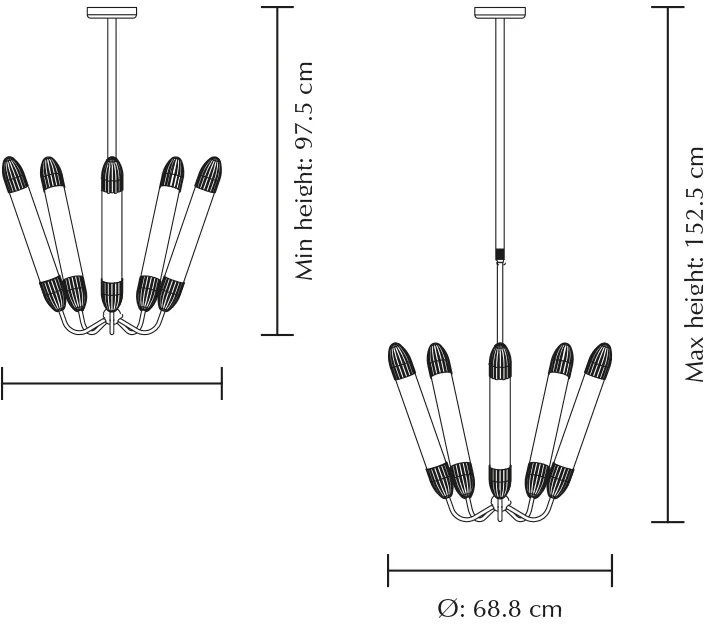 Lemon Squeeze Penta luminária de teto curto, Aço polido Umage