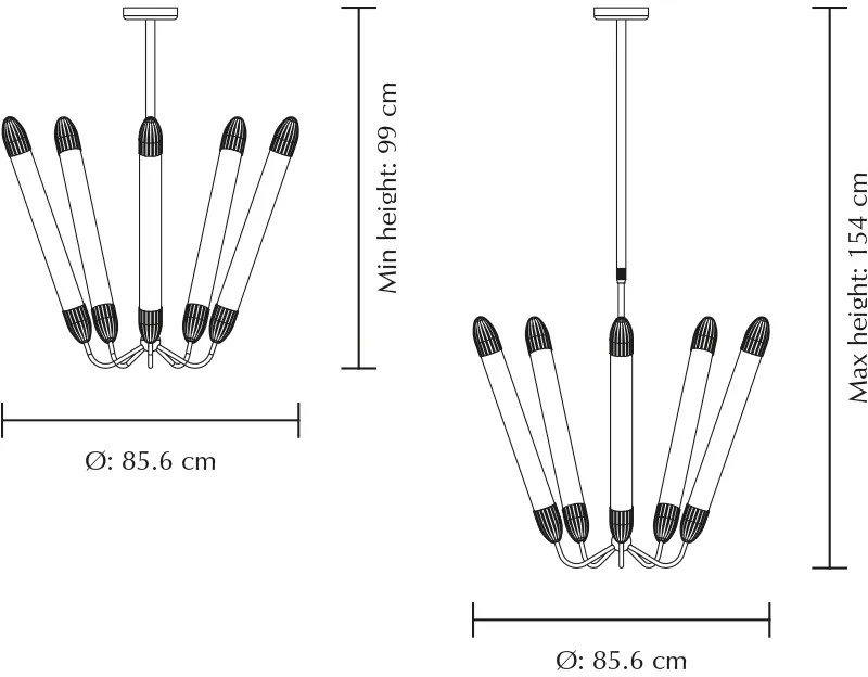 Lemon Squeeze Penta luminária de teto longa, Aço polido Umage