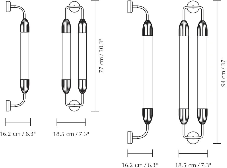 Lemon Squeeze Wall candeeiro de parede curto, Aço duplamente polido Umage