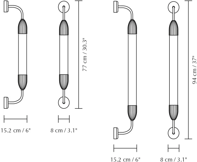Lemon Squeeze Wall candeeiro de parede curto, Latão niquelado simples Umage