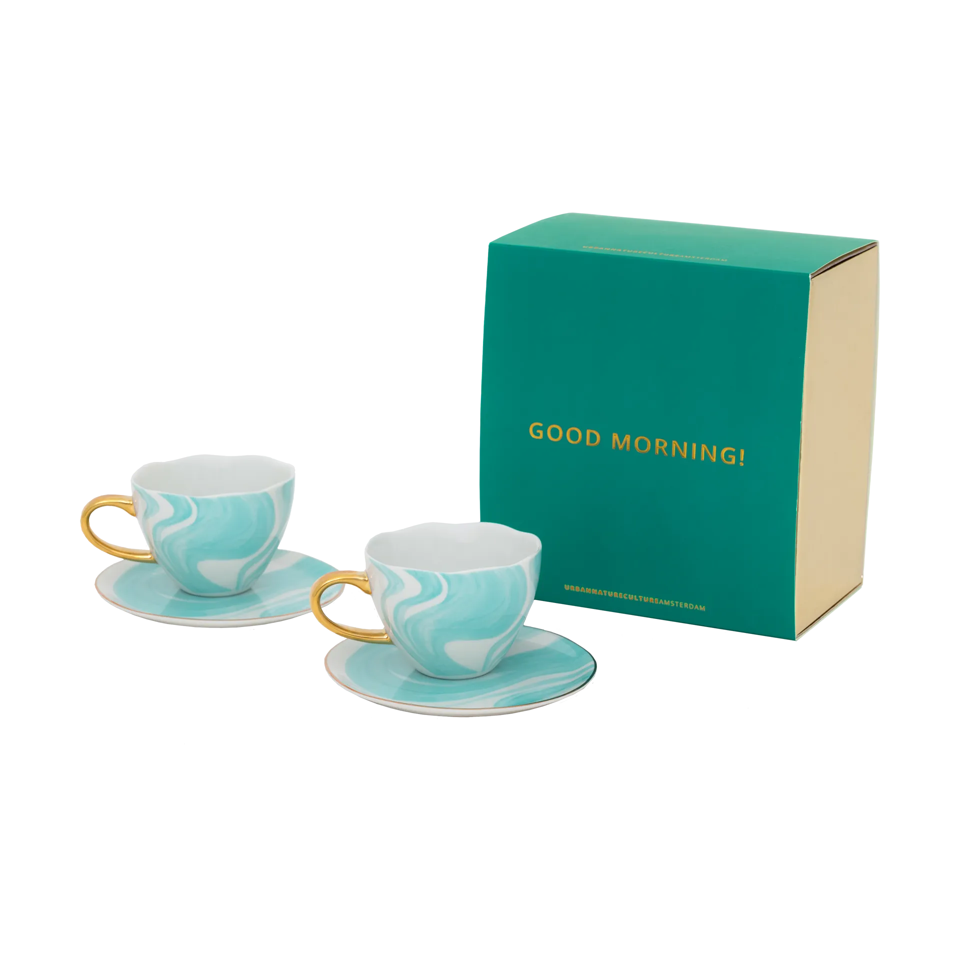 Conjunto oferta Good Morning Cappuccino caneca e pires, 2 un., Valuri emerald green URBAN NATURE CULTURE