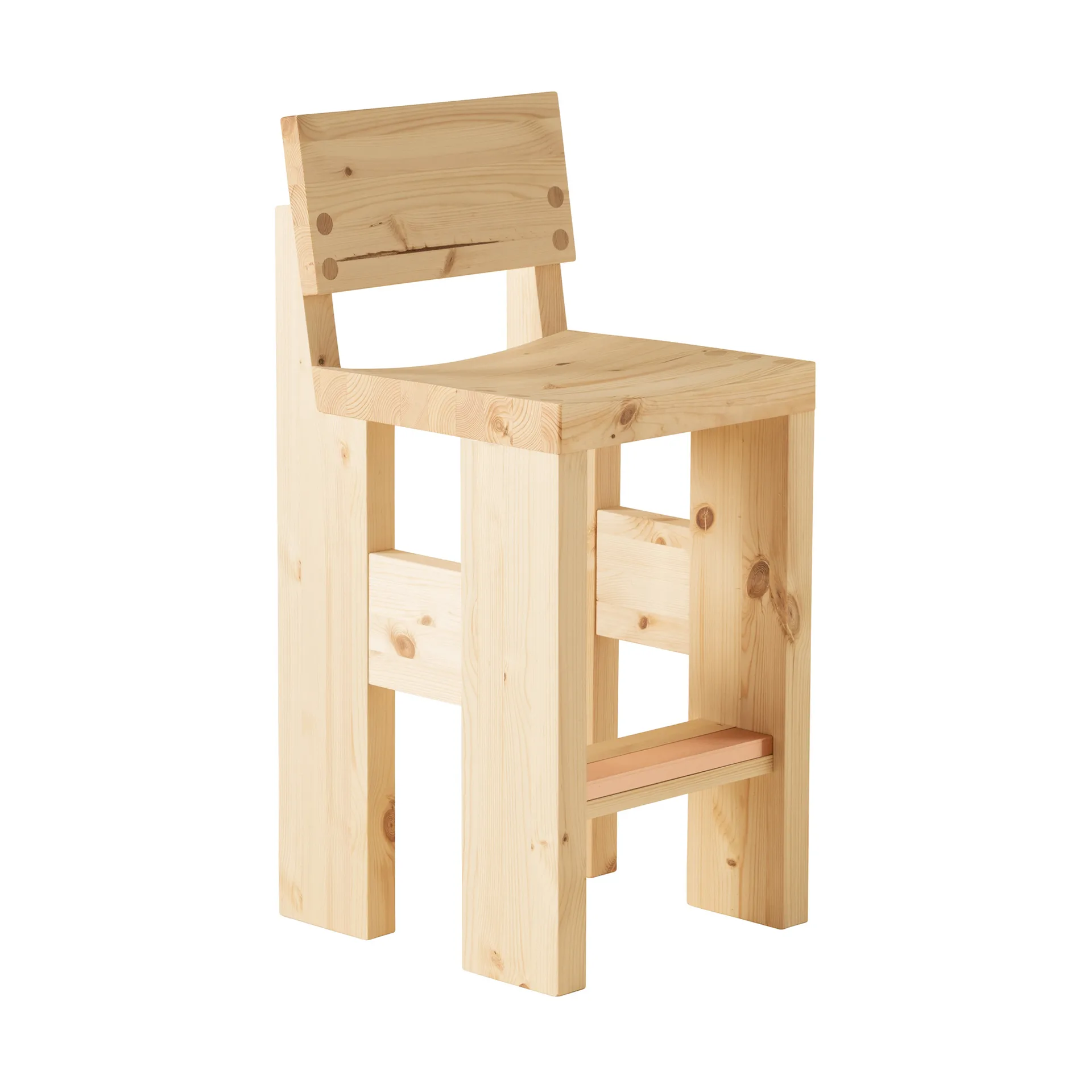 001 Bar Stool banco de bar, Pinho encerado a óleo mate, 65 cm Vaarnii