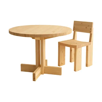 001 Dining Table mesa de jantar - Pinho oleado e encerado mate, Ø100x74 cm - Vaarnii