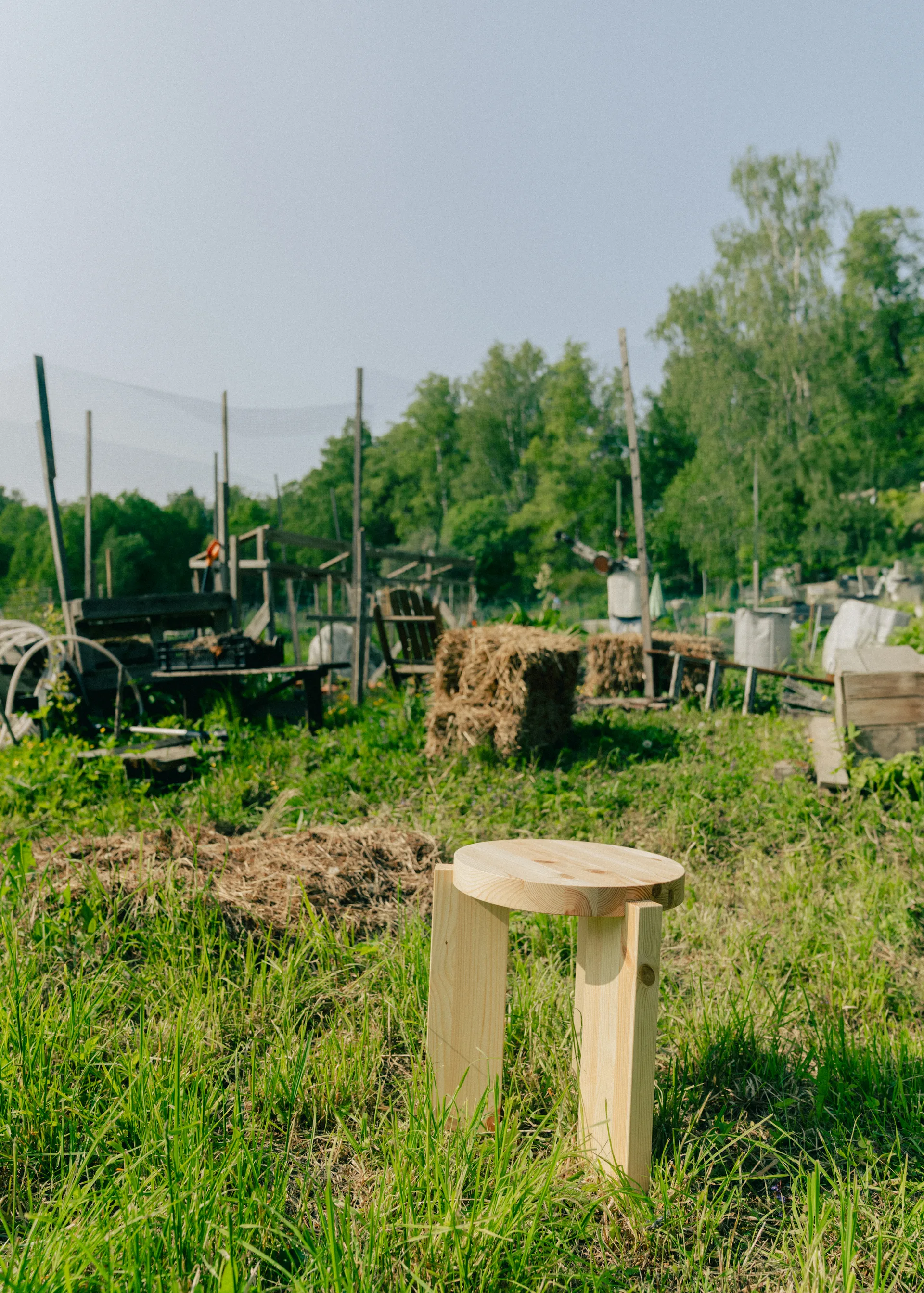 001 Stool banco, Pinho oleado mate, Ø40x44 cm Vaarnii