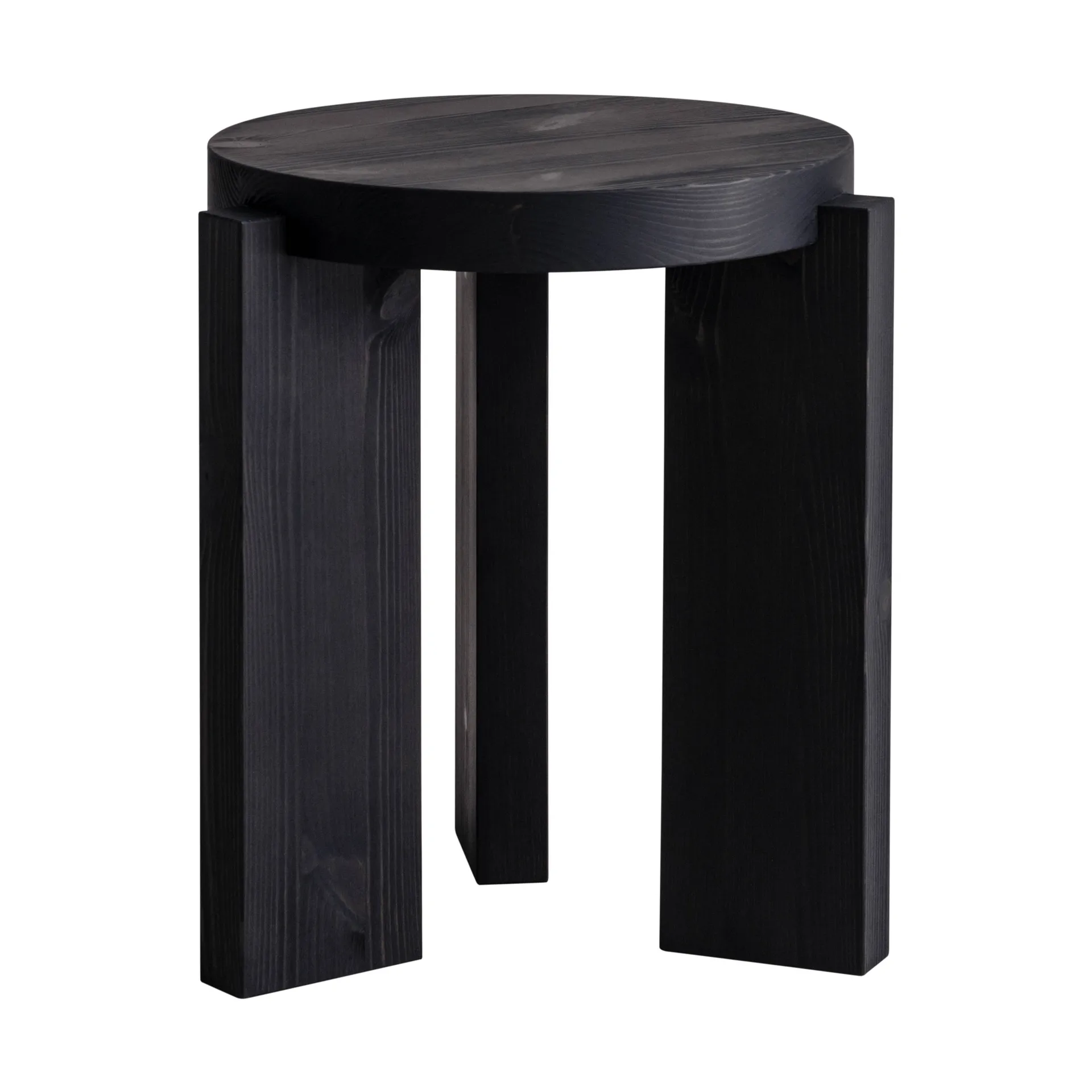 001 Stool banco, Pinho tingido de preto, Ø40x44 cm Vaarnii