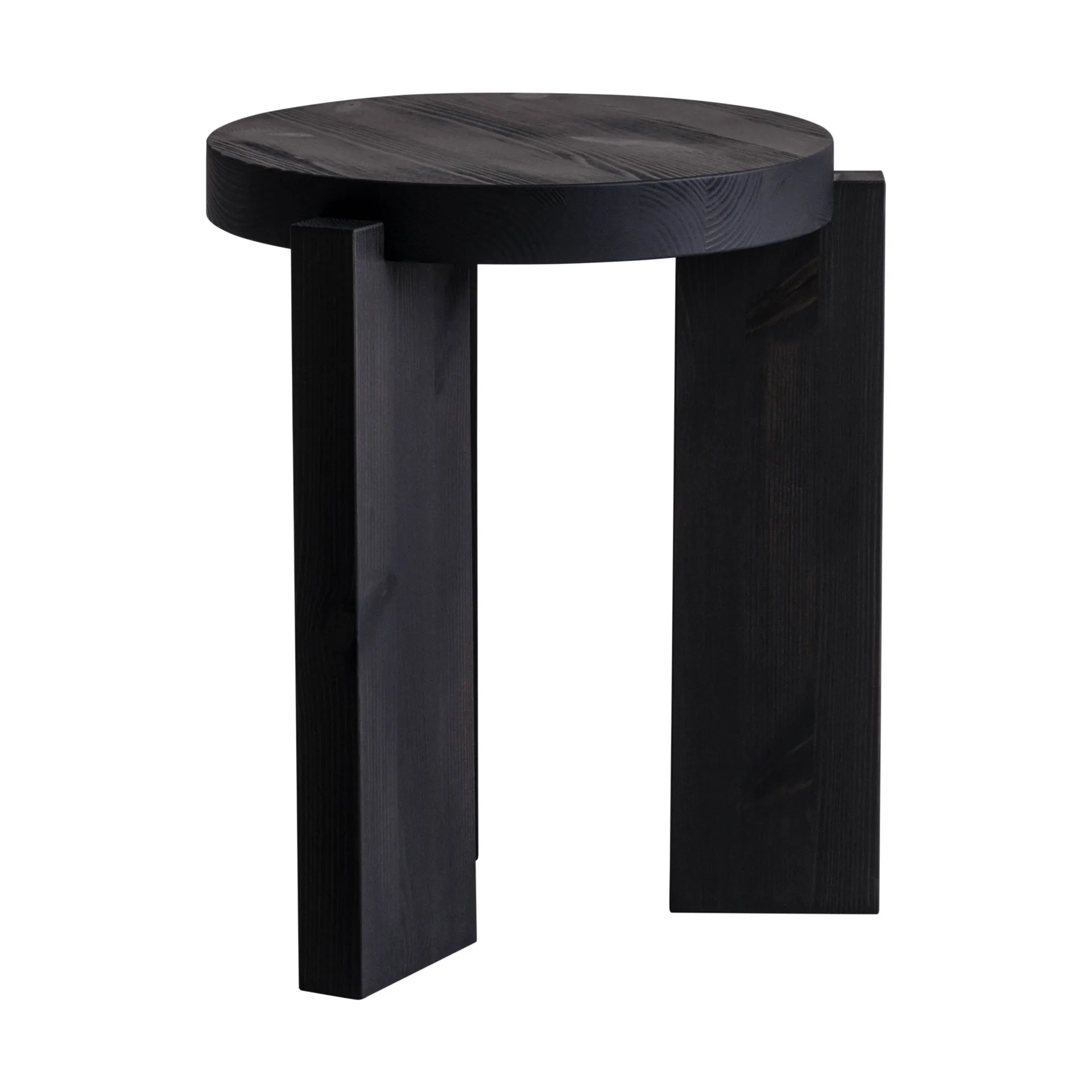 001 Stool banco, Pinho tingido de preto, Ø40x44 cm Vaarnii