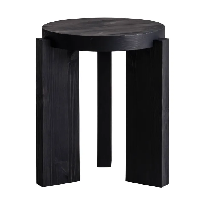 001 Stool banco redondo - Pinho tingido de preto, Ø40x44 cm - Vaarnii