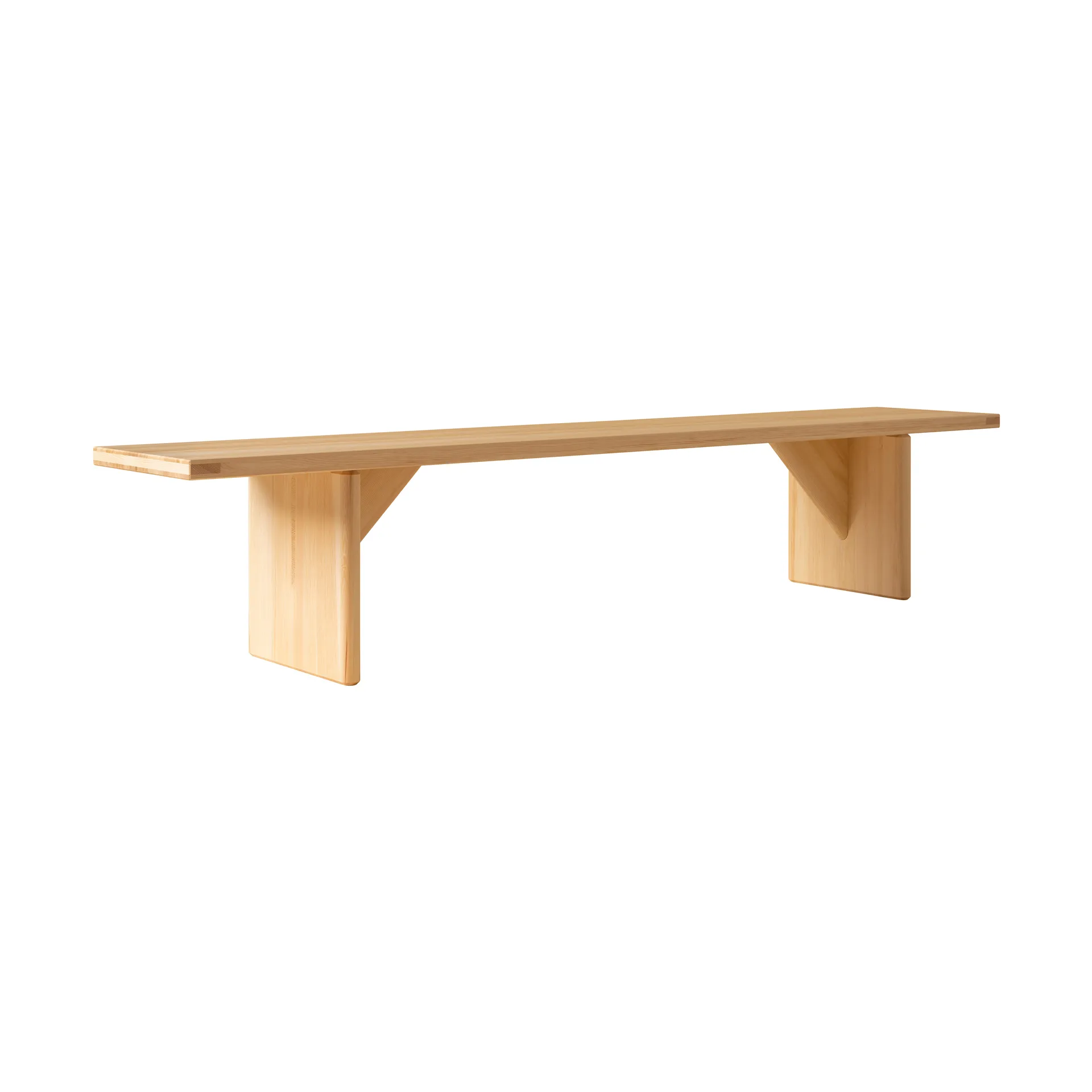 012 Kolmio Bench banco, Pinho encerado a óleo mate, 227x42x45 cm Vaarnii