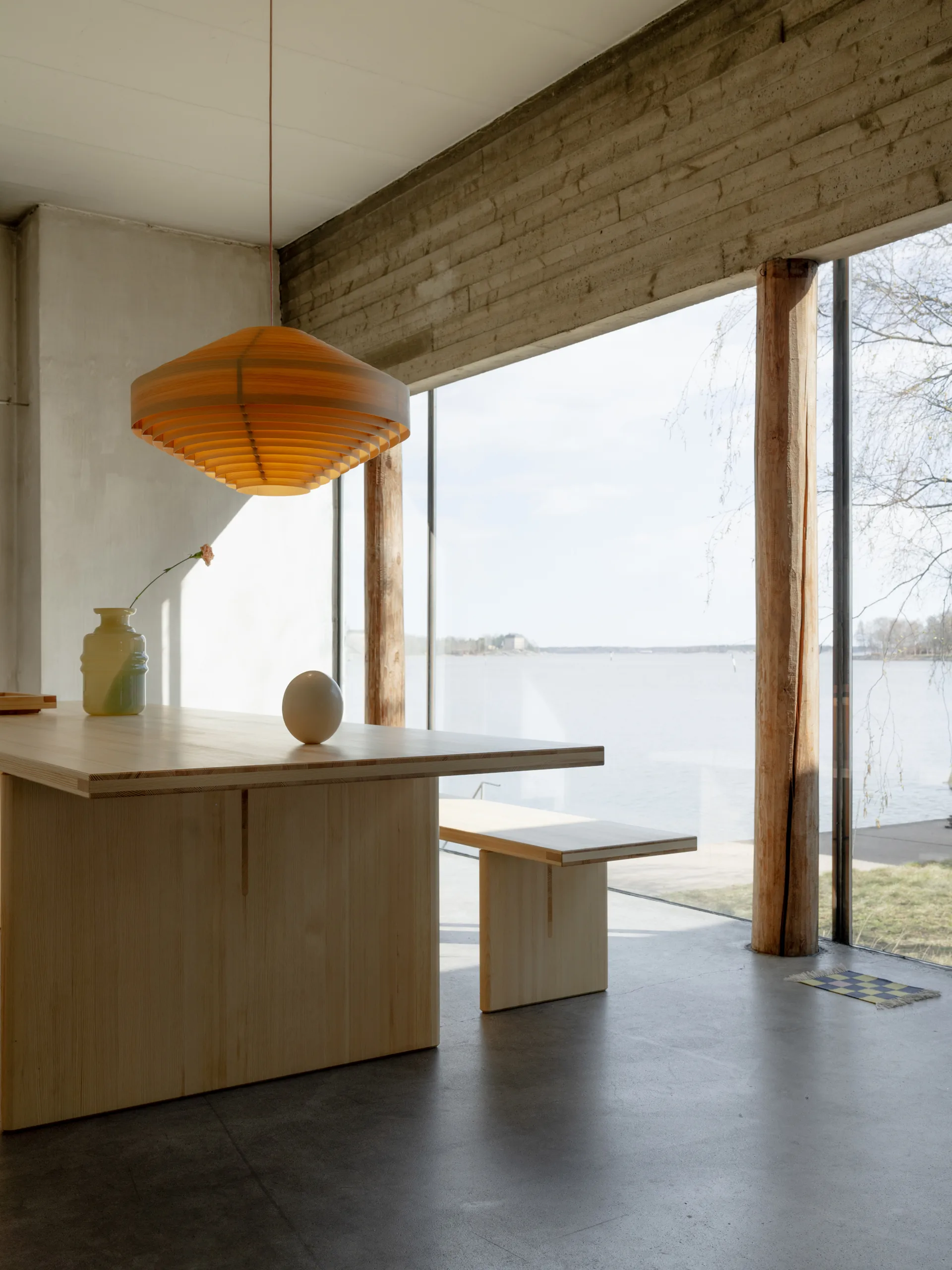 012 Kolmio Dining Table mesa, Pinho encerado a óleo fosco, 227x95x72 cm Vaarnii