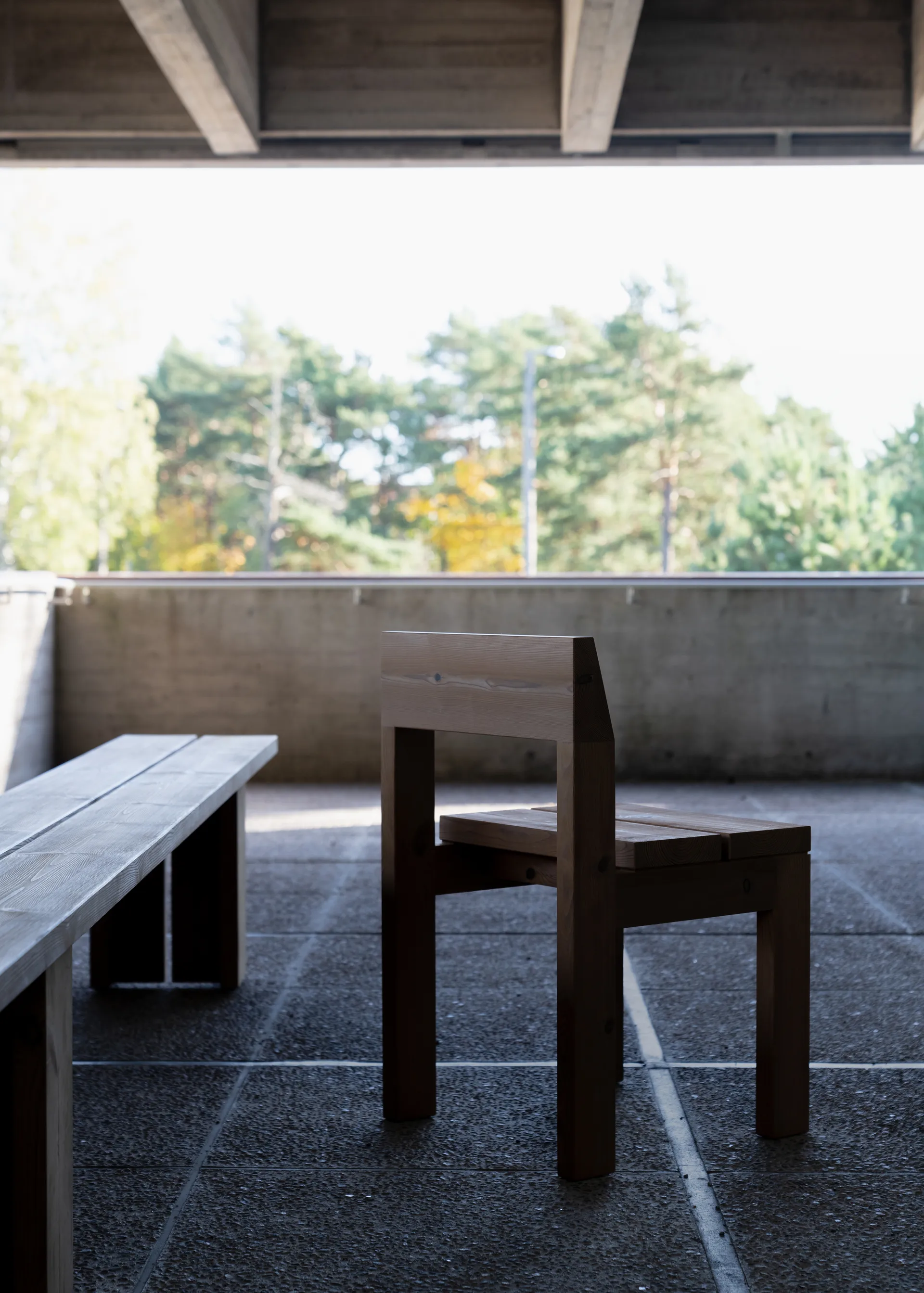 013 Osa Outdoor Dining Chair cadeira, Pinho oleado mate Vaarnii