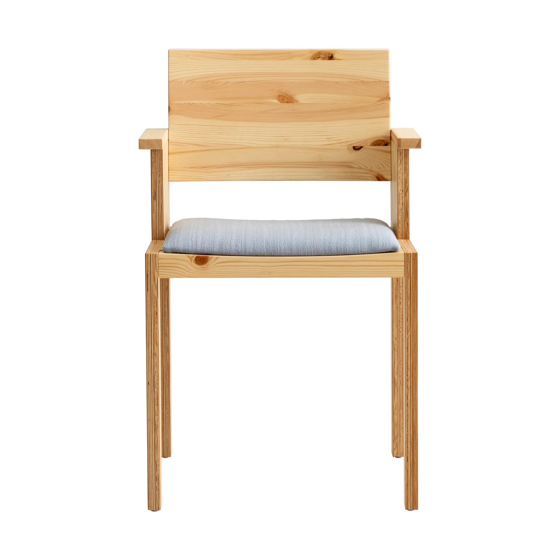 016 Maasto Dining Armchair cadeira de braços, Pinho oleado mate, assento estofado cinzento Vaarnii