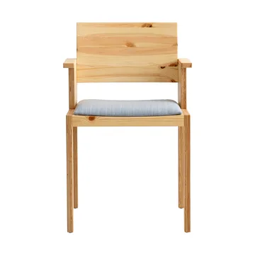 016 Maasto Dining Armchair cadeira de braços - Pinho oleado mate, assento estofado cinzento - Vaarnii