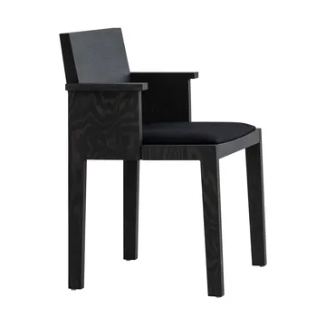 016 Maasto Dining Armchair cadeira de braços - Pinho tingido de preto, assento estofado preto - Vaarnii