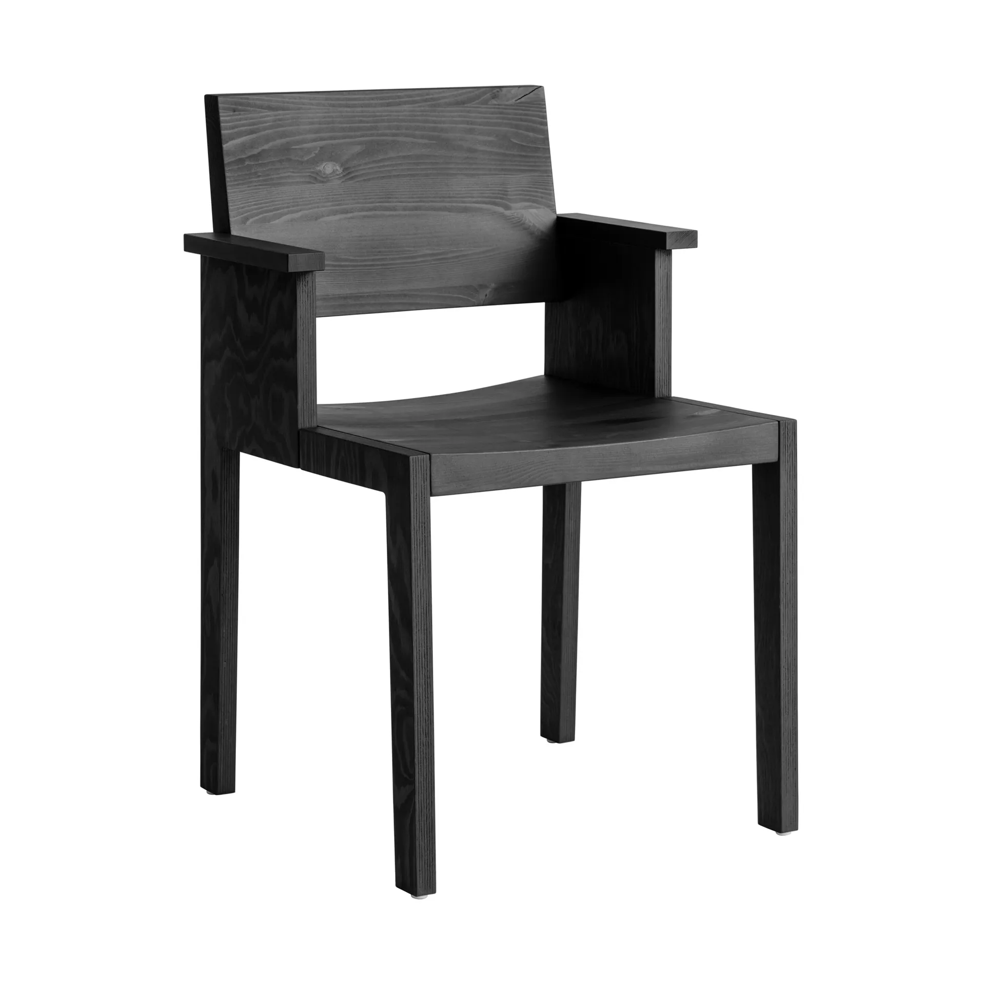016 Maasto Dining Armchair cadeira de braços, Pinho tingido de preto Vaarnii