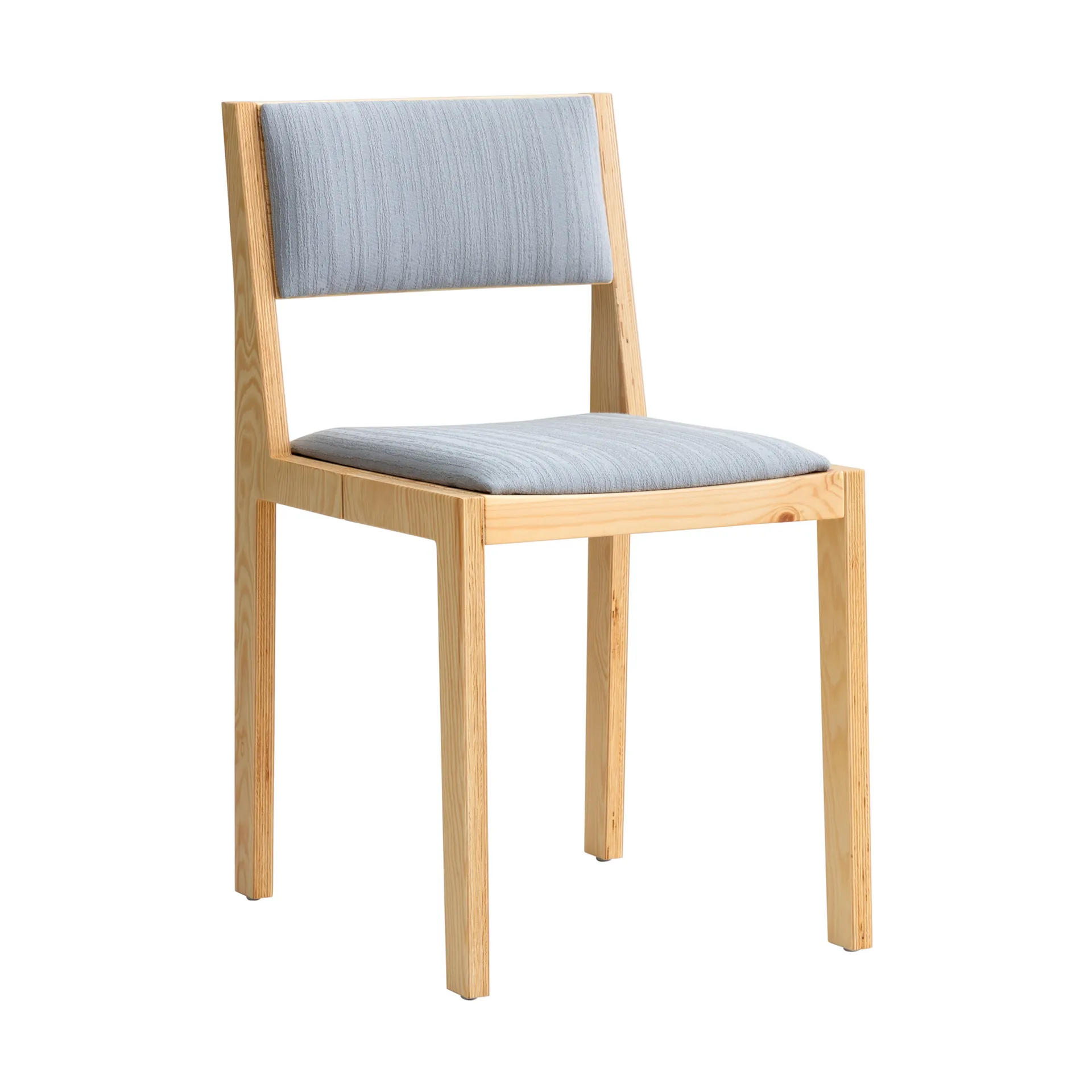016 Maasto Dining Chair cadeira, Pinho oleado encerado mate, frente revestida cinza Vaarnii