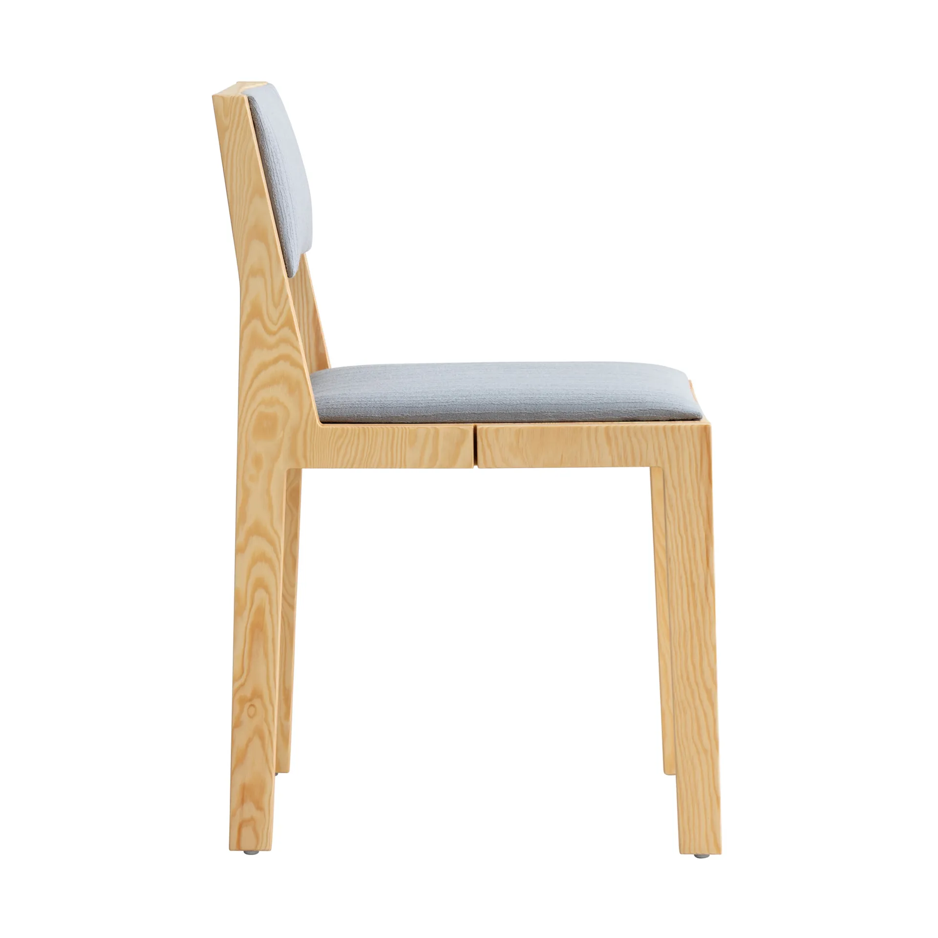 016 Maasto Dining Chair cadeira, Pinho oleado encerado mate, frente revestida cinza Vaarnii
