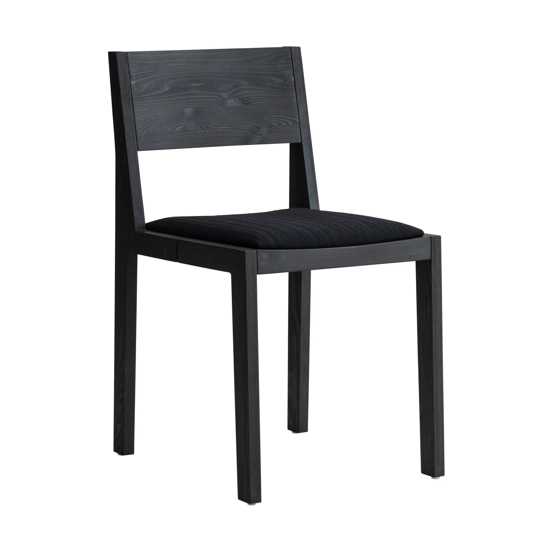 016 Maasto Dining Chair cadeira, Pinho tingido de preto, assento estofado preto Vaarnii