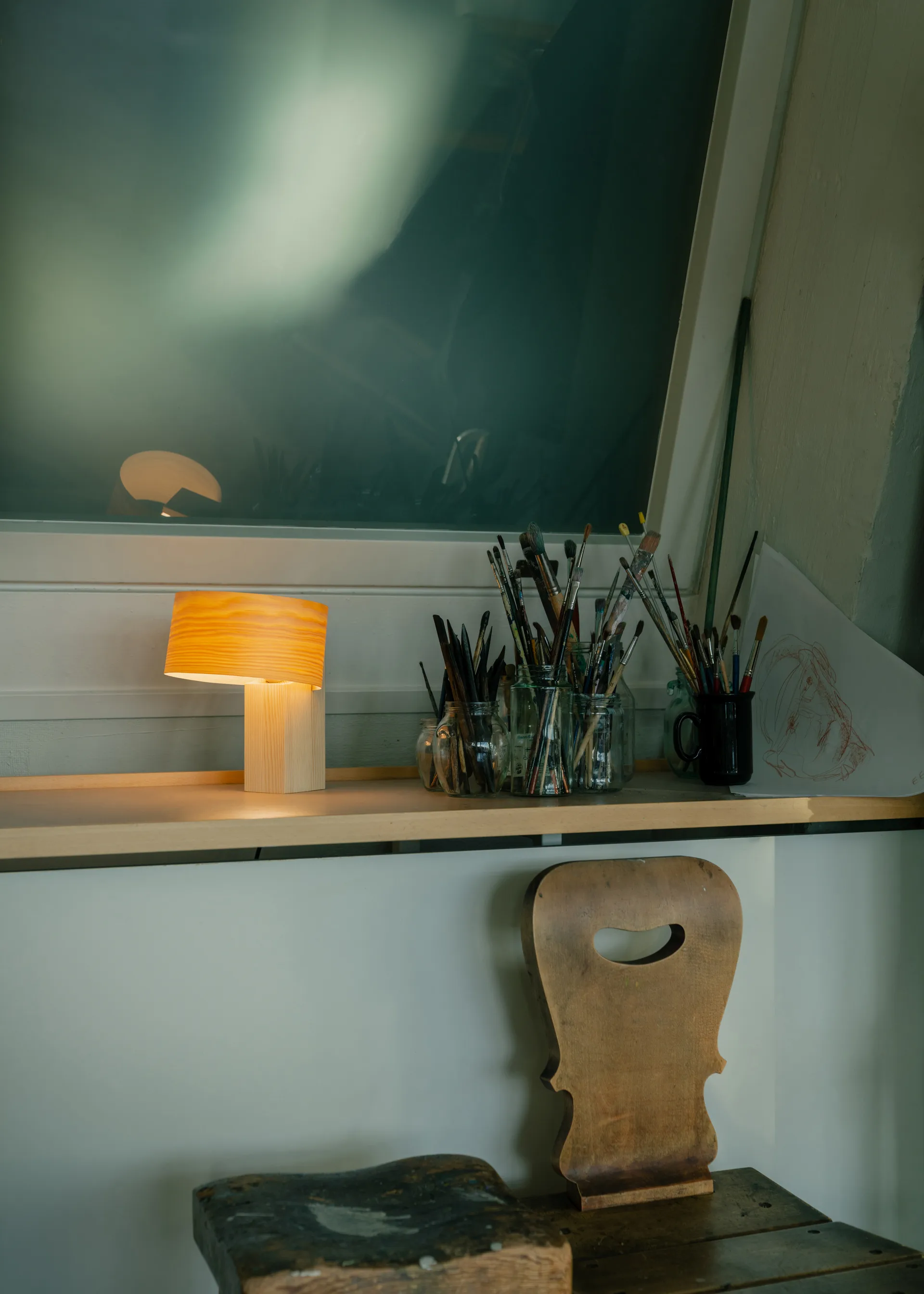 018 Hoop Table Lamp candeeiro de mesa, Pinho oleado mate, 23 cm Vaarnii