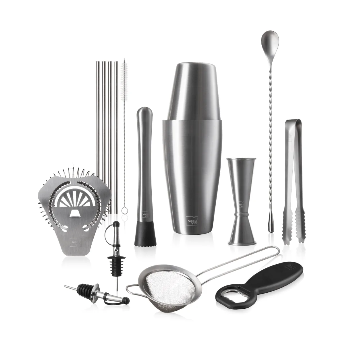 Vacuvin Mixologist Bar In a Box conjunto de cocktails, Aço inoxidável, 14 peças Vacuvin
