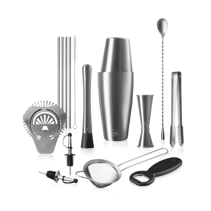 Vacuvin Mixologist Bar In a Box conjunto de cocktails - Aço inoxidável, 14 peças - Vacuvin