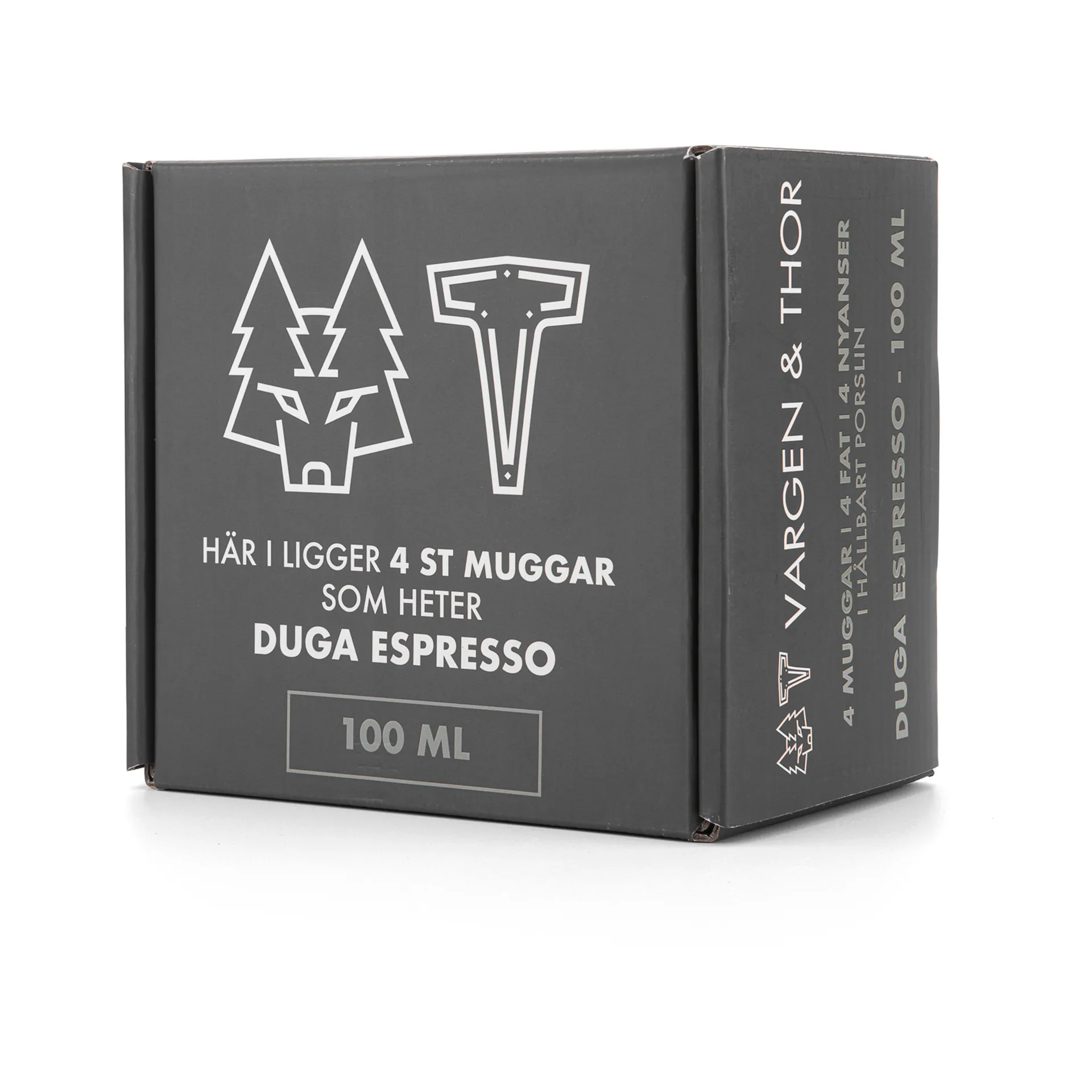 Duga xícara espresso com pires 4 un., Branco-cinza areia-antracite preto Vargen & Thor