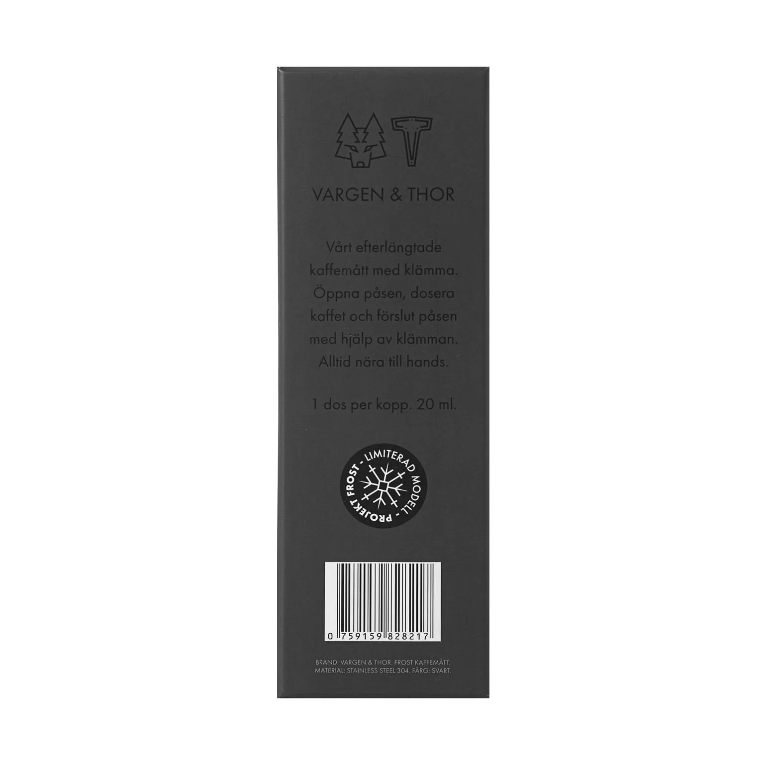 Frost colher medidora para café com mola, Preto, 20 ml Vargen & Thor
