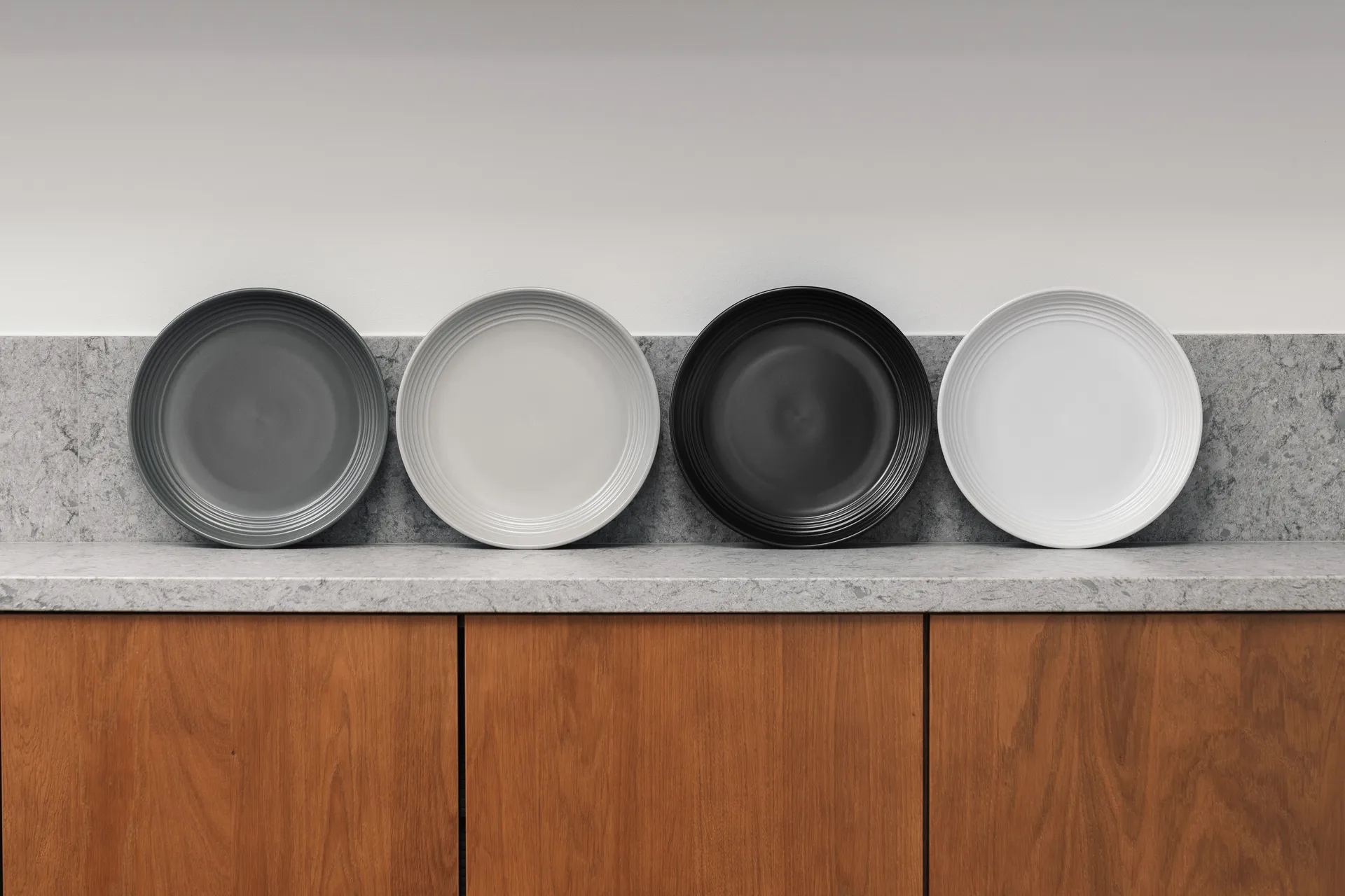 Gastro prato Ø25 cm - 4 un., Branco-cinza areia-antracite preto Vargen & Thor