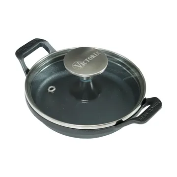 Mini caçarola redonda com tampa de vidro em ferro fundido enameled - Ø14 cm - Victoria