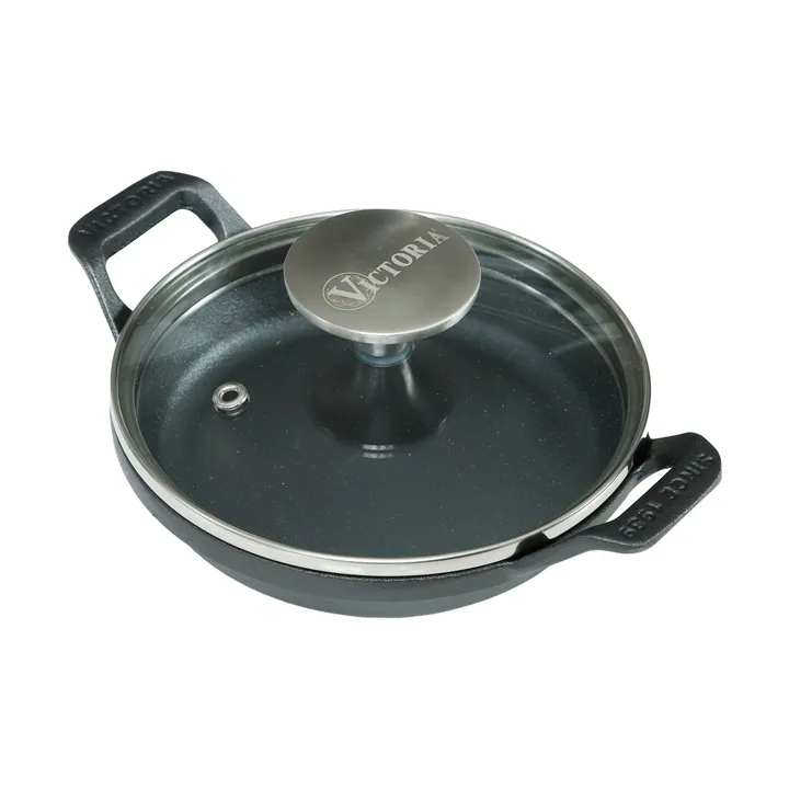 Mini caçarola redonda com tampa de vidro em ferro fundido enameled - Ø14 cm - Victoria