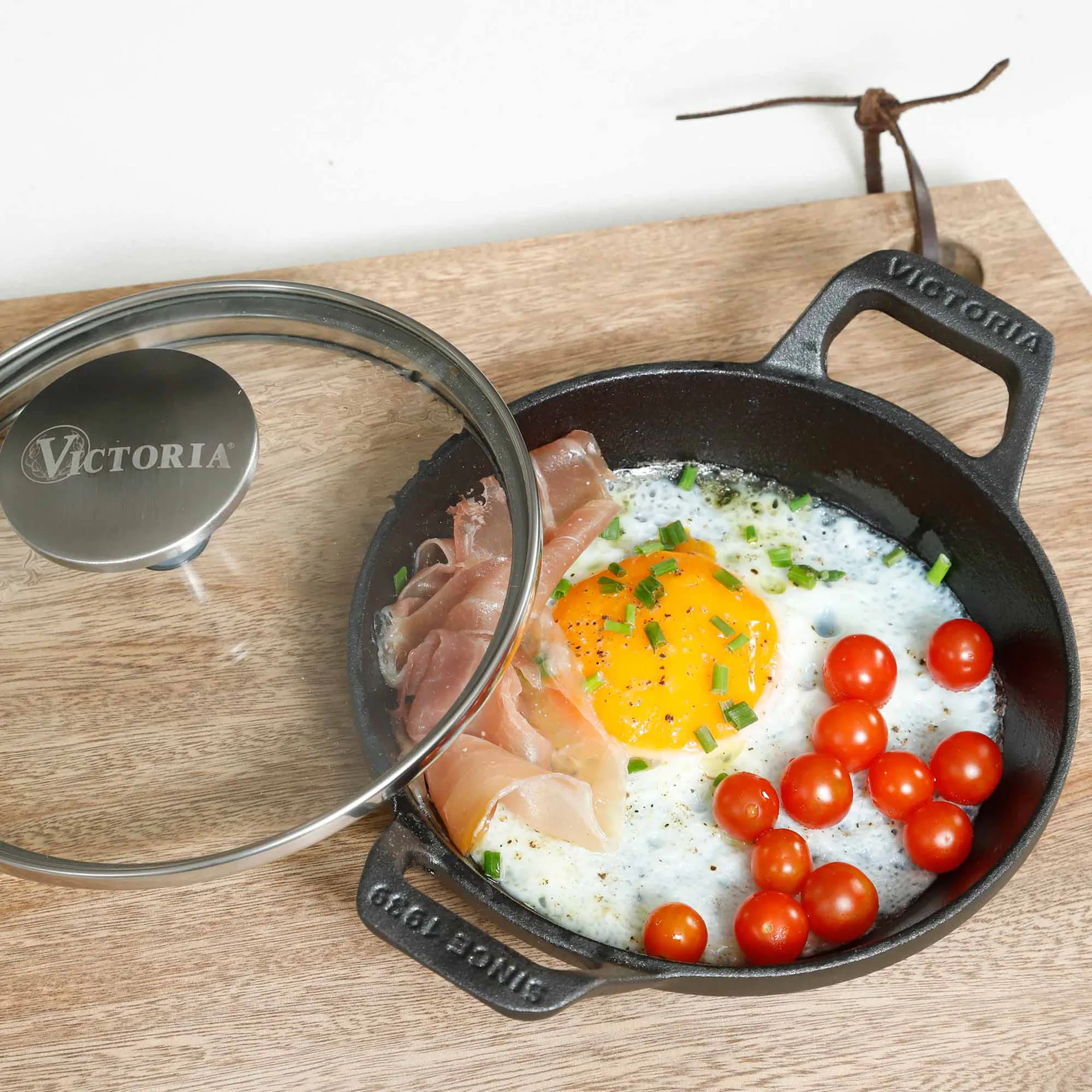 Mini caçarola redonda com tampa de vidro em ferro fundido enameled, Ø14 cm Victoria