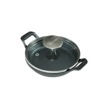 Mini panela redonda em ferro fundido com tampa de vidro pre-seasoned - Ø14 cm - Victoria