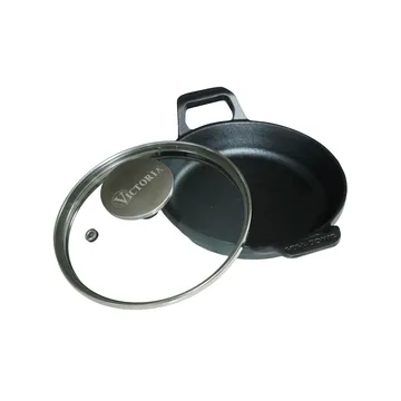 Mini panela redonda em ferro fundido com tampa de vidro pre-seasoned - Ø14 cm - Victoria