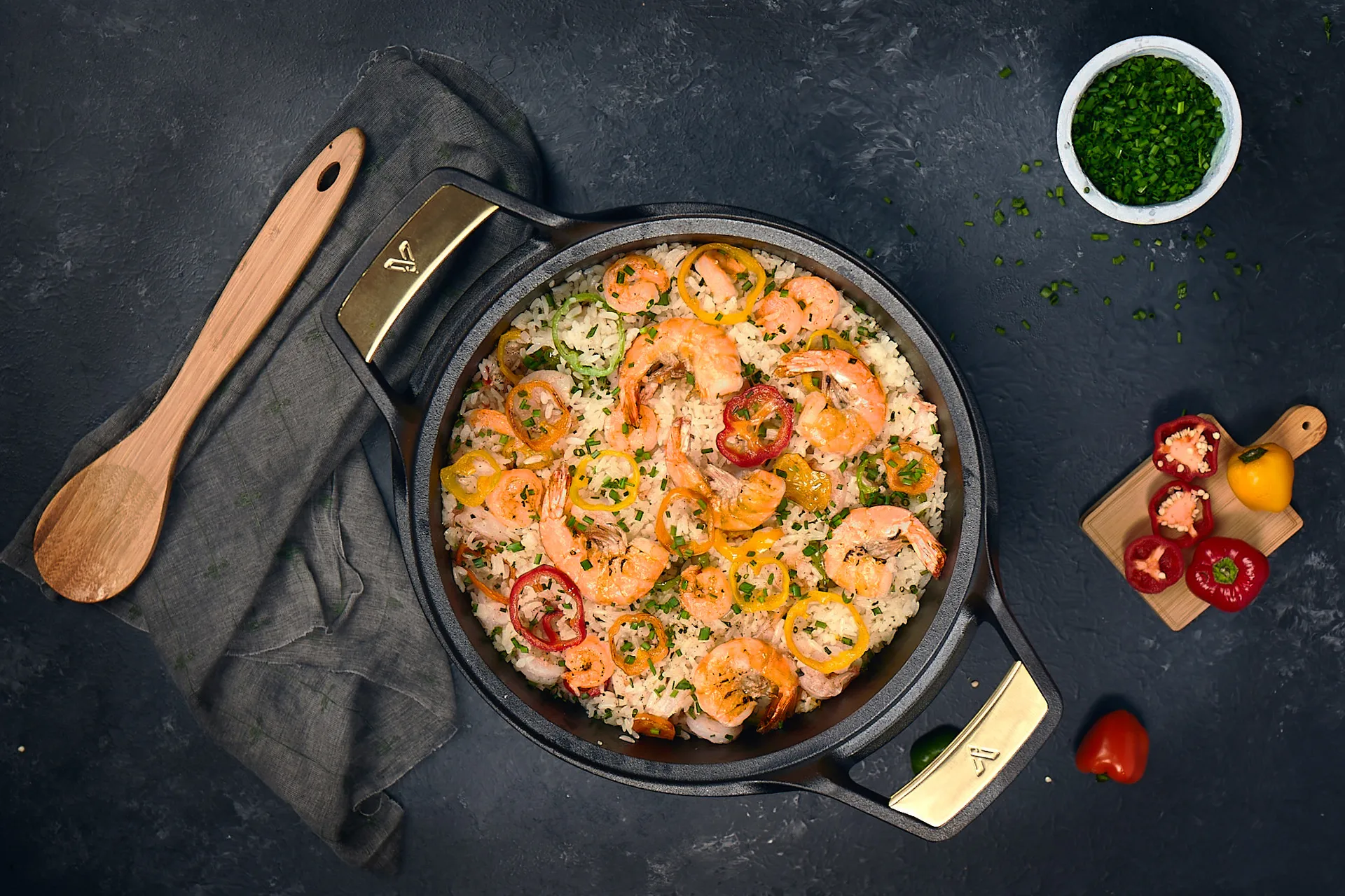 Panela de paella Signature em ferro fundido 33 cm, Preto Victoria