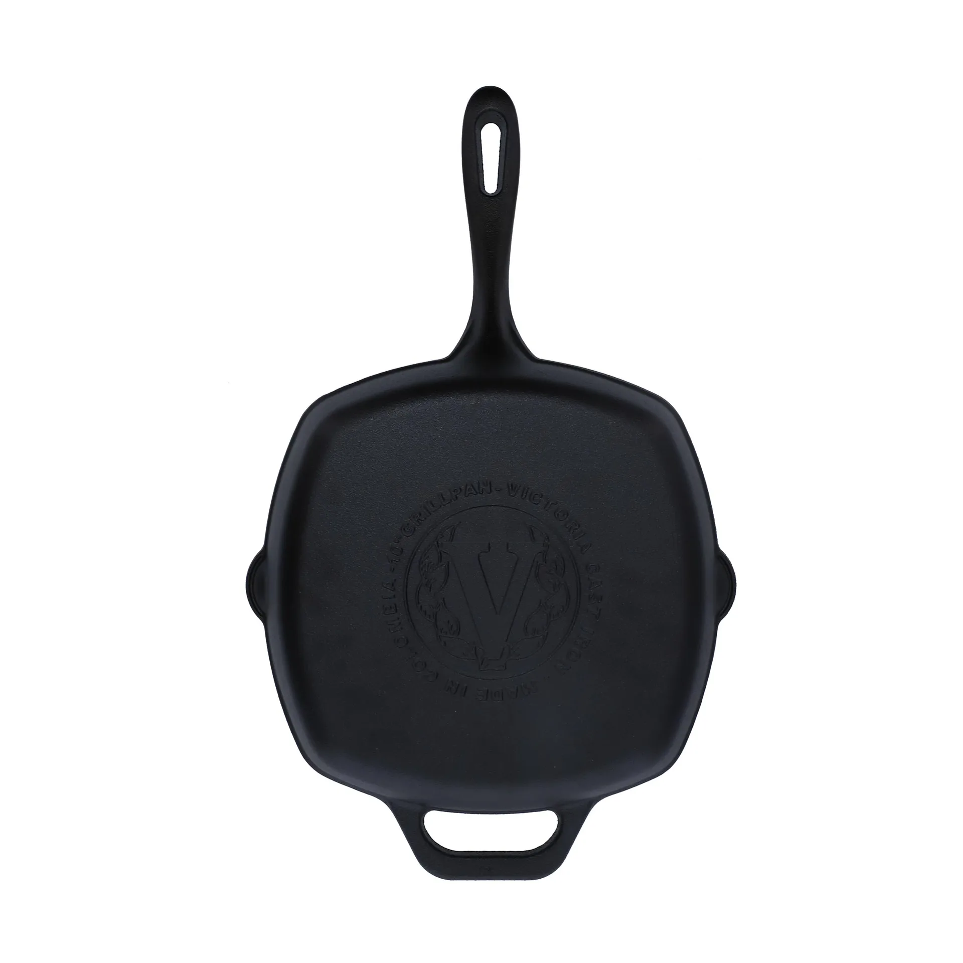 Victoria frigideira grelhadora quadrada em ferro fundido pre-seasoned, 44,1x28,4 cm Victoria