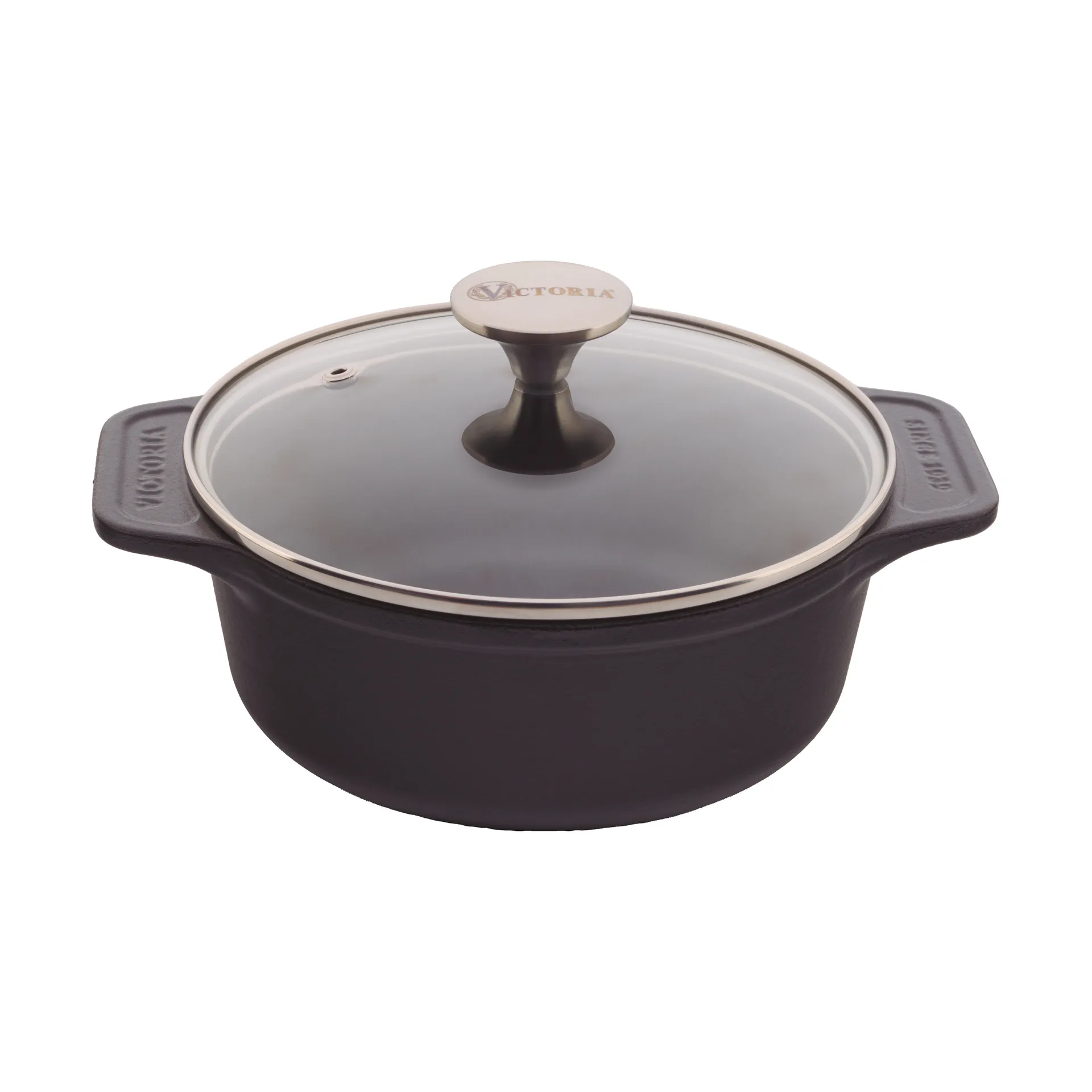 Victoria panela de ferro fundido tampa de vidro enameled, 1,9 l Victoria