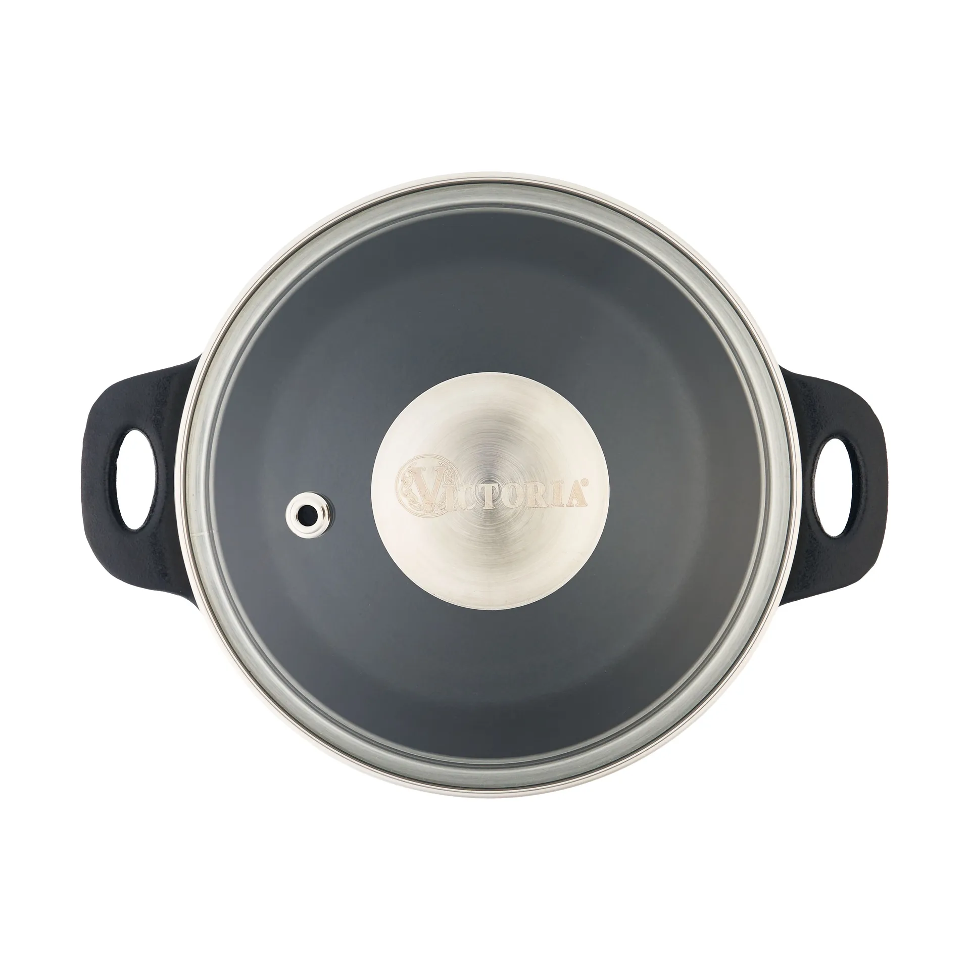 Victoria tampa de vidro com pega de aço, Ø14 cm Victoria