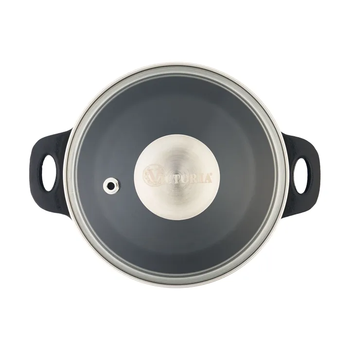Victoria tampa de vidro com pega de aço - Ø14 cm - Victoria