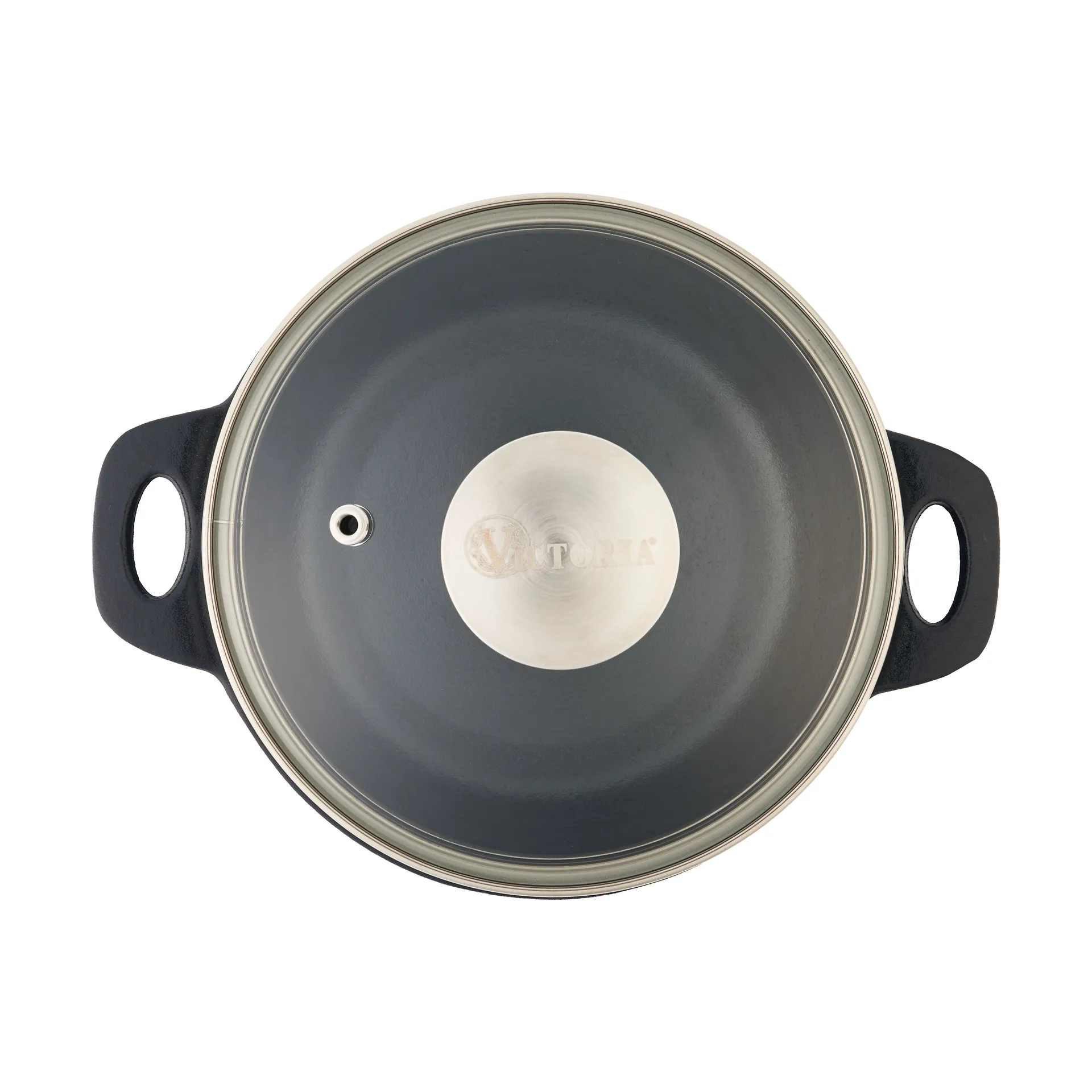 Victoria tampa de vidro com pega de aço, Ø16 cm Victoria
