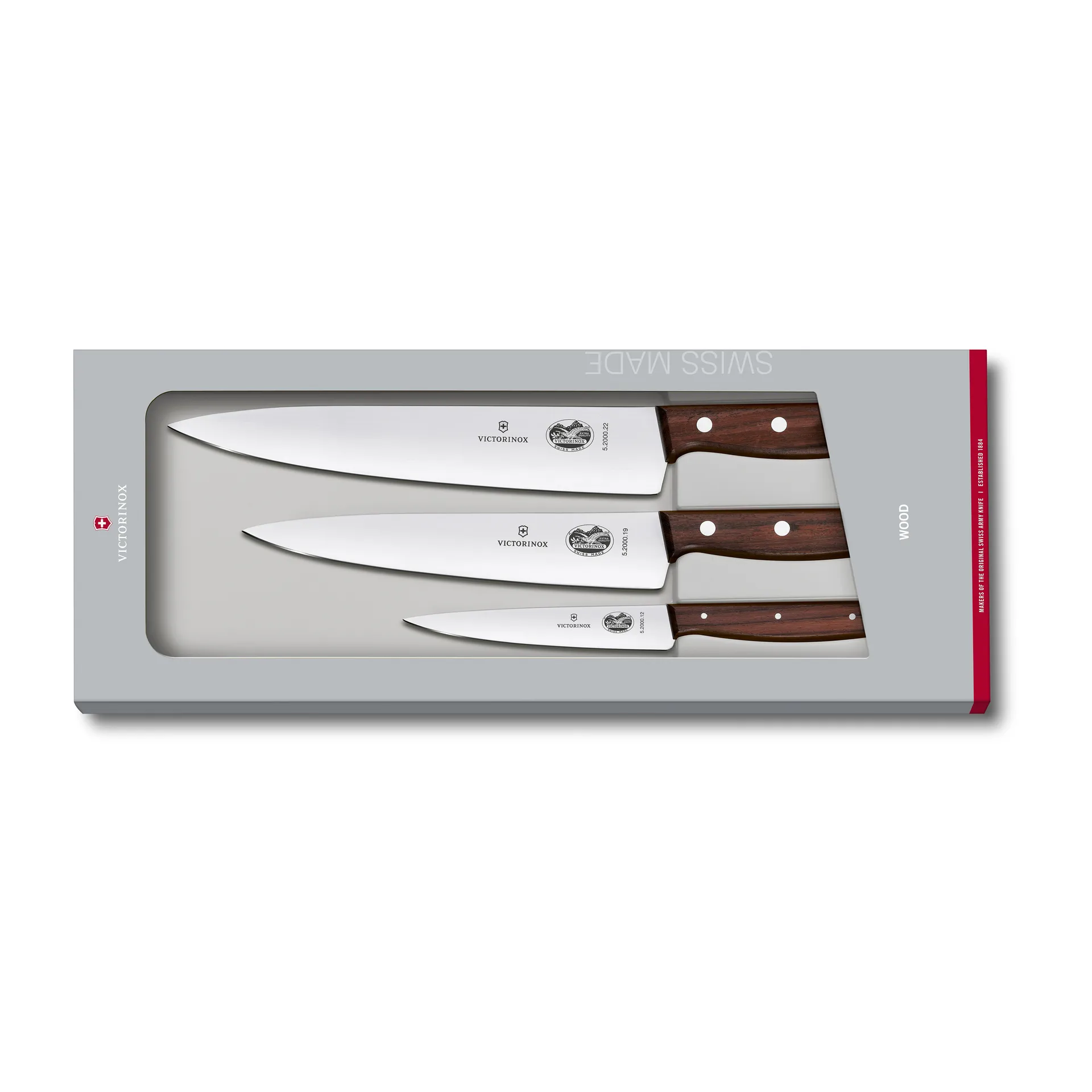 Conjunto de 3 facas Wood, Aço inoxidável-ácer Victorinox