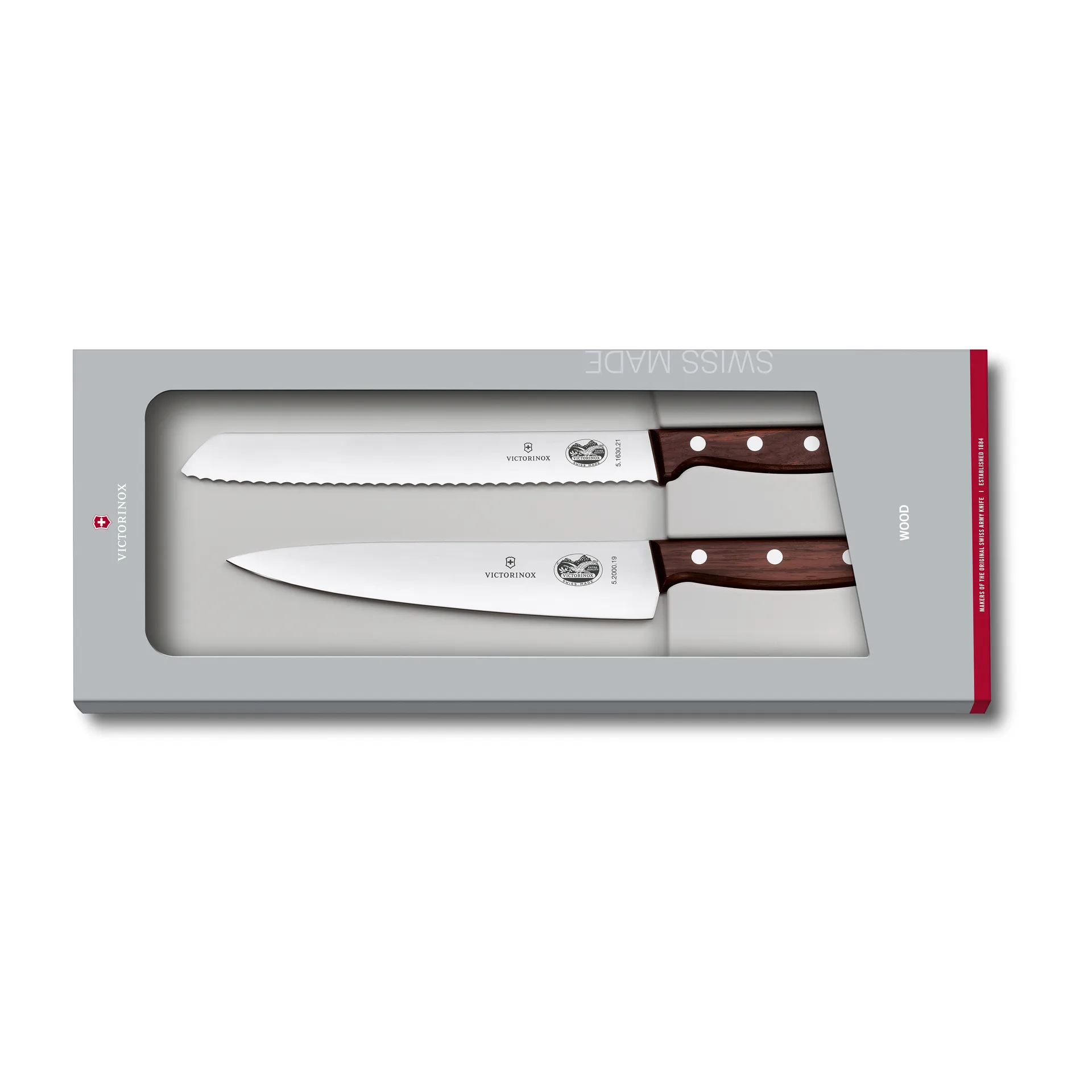 Conjunto de faca p/ pão e faca Wood, Aço inoxidável-ácer Victorinox