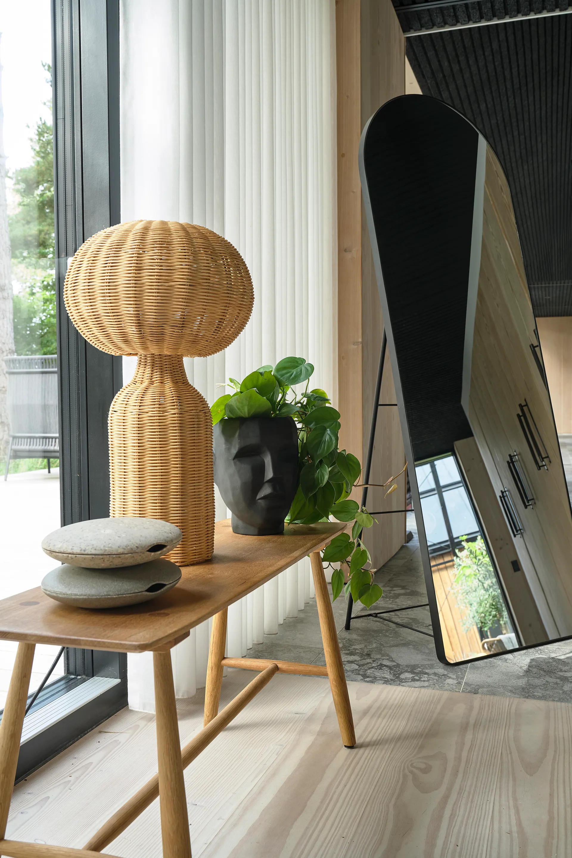  Candeeiro de mesa rattan natural Ø30 cm, Natural Villa Collection